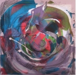 rot gewinnt - acryl und grafit auf leinwand - 50 x 50